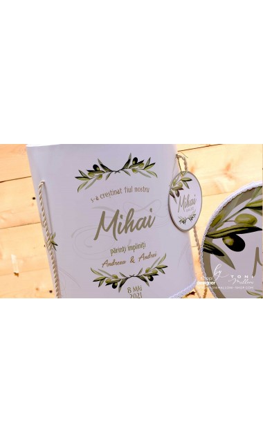 Trusou de botez cu motive frunze maslin Olives 9